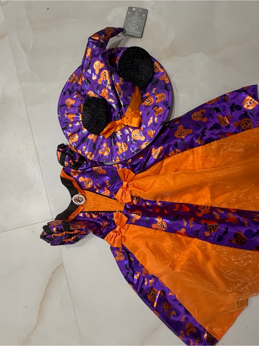 Disney Minnie Mouse Purple & Orange Pumpkin Witch Dress with Matching Hat
